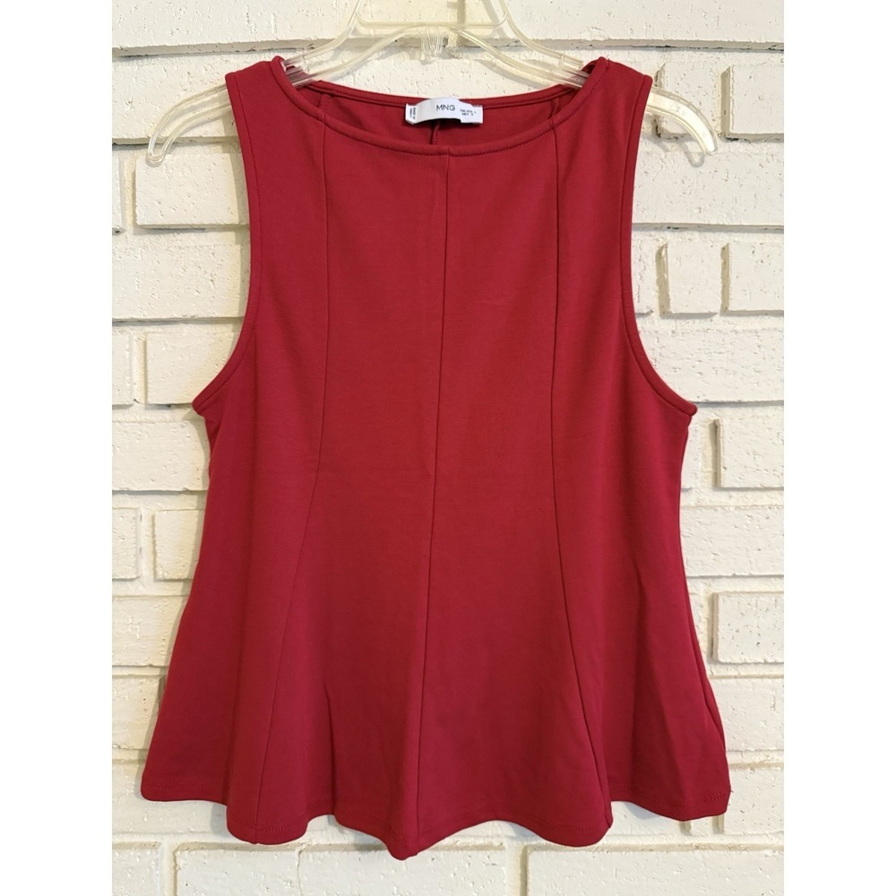 MNG Red Fit & Flare Round Neck Tank Top Size Large NWOT